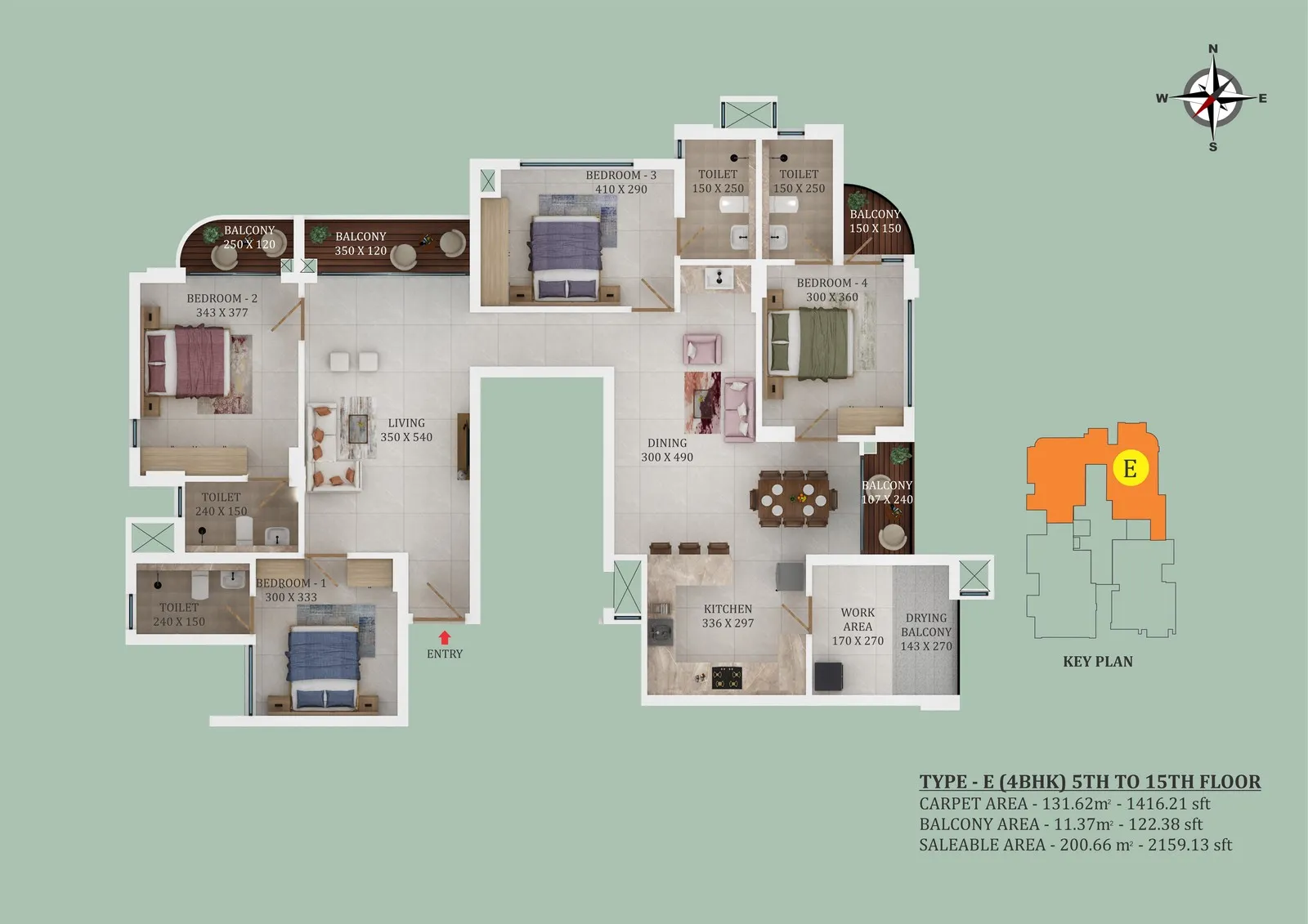 4 BHK Floor Plan
